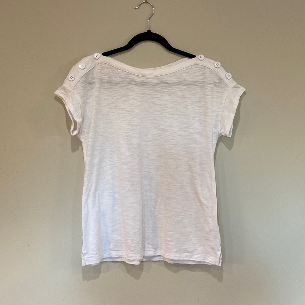 Talbots White Boat Neck Cotton Shirt with Button Detailing XS EUC